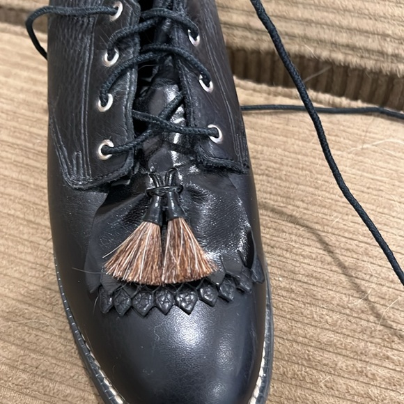 Ariat Black Leather Lace Up Boots with Brown Tassel. - Picture 2 of 5